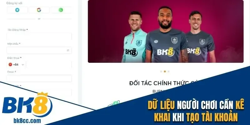 Dữ liệu người chơi cần kê khai khi tạo tài khoản
