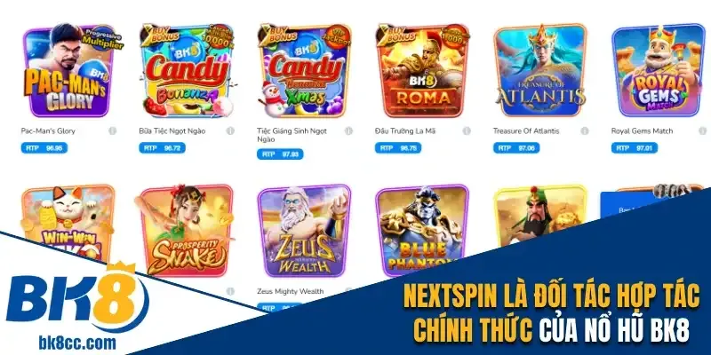 Nextspin là đối tác hợp tác chính thức của nổ hũ BK8