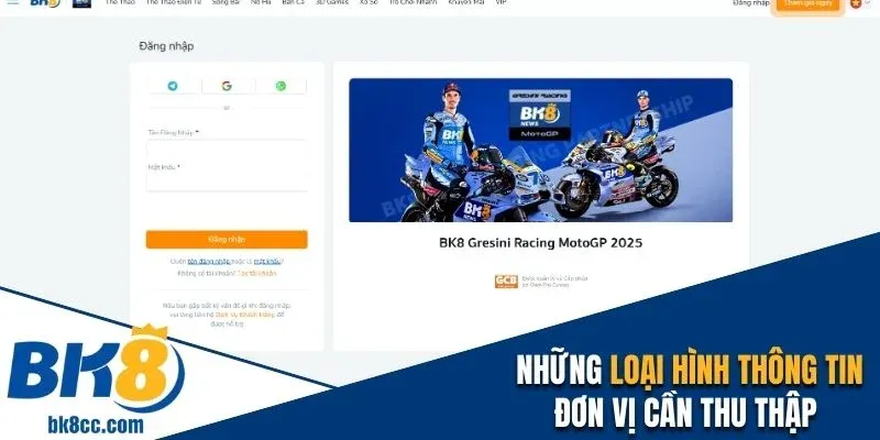 Những loại hình dữ liệu BK8 cần thu thập 