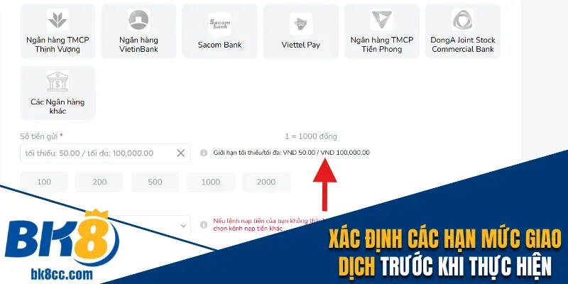 Xác định các hạn mức giao dịch trước khi thực hiện